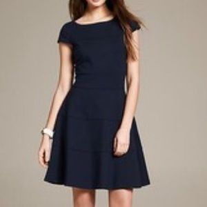 Navy blue Banana Republic fit and flare dress.